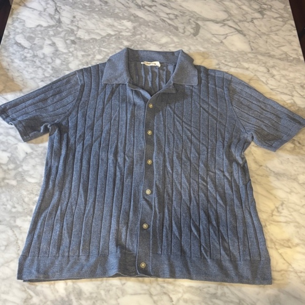 Everlane blue Ribbed Knit polo Top, size medium